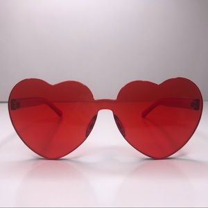 Red Heart Rimless Oversized Sunglasses
